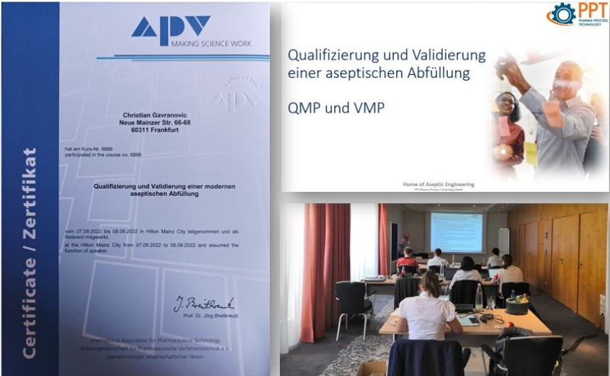APV Praxis Seminar: Qualifizierung und Validierung einer modernen aseptischen Abfüllung